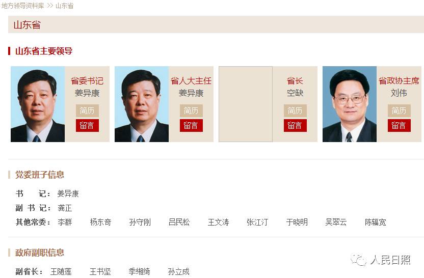 山东省委常委名单最新揭晓